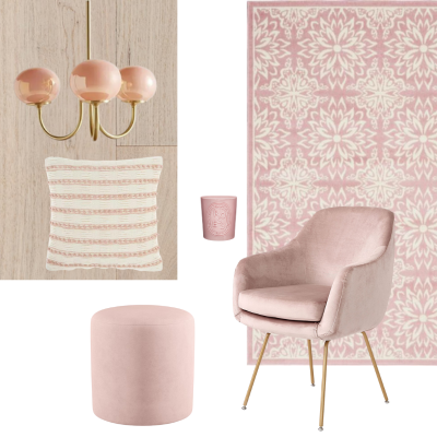 blush pink home decor mood board
